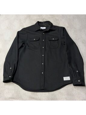 Anian Modern Melton Wool Shirt Heavyweight Black Made in Canada Men XL